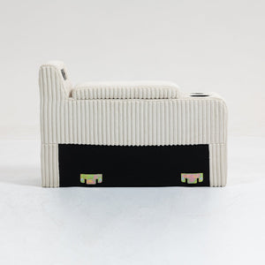 English Elm Modular Sofa Coffee Table With Storage, Usb Ports & Cupholders - Stylish Beige For Small Spaces W3098P257004