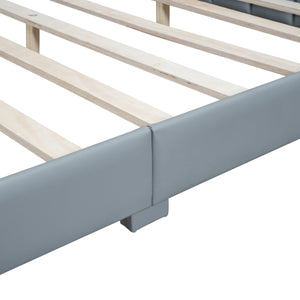 English Elm Queen Upholstered Platform Bed with Twin XL Daybed Set, PU Leather, Space-Saving Convertible Duo for Guests and Kids Gray SF100115AAE