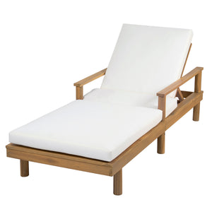 English Elm Trexm Acacia Wood Outdoor Chaise Lounge Set Reclining Patio Sunbed with Cushions Beige,Light Teak TM000034AAD