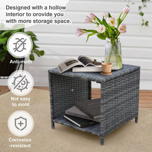 English Elm 5 Pieces Wicker Patio Furniture Set Grey PE Rattan 2 Chairs 2 Ottomans + Table Waterproof Cushions W813P283082