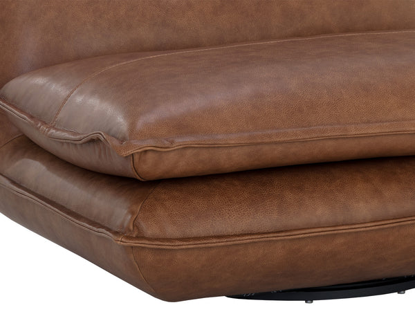 Sunpan Colson Swivel Armless Chair in Luxurious Cognac Italian Leather - Contemporary Comfort & Style