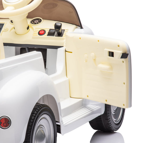 English Elm 12v Chevrolet 3100 Licensed Vintage Pickup Ride on Truck with Led Lights and Parent Remote White W1578P214179