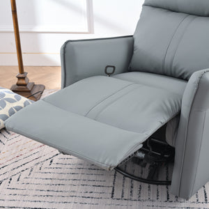 English Elm 360° Swivel Rocker Recliner Chair with Pull-Ring Recline, 360° Swivel, Rocking Comfort for Living Spaces Blue Gray W1028S00051