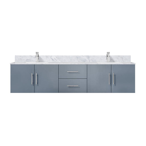 English Elm Dark Grey Double Bath Vanity 80in W x 22in D with Carrara Marble Top, Chrome Faucet, Soft-Close Storage B2731P258719