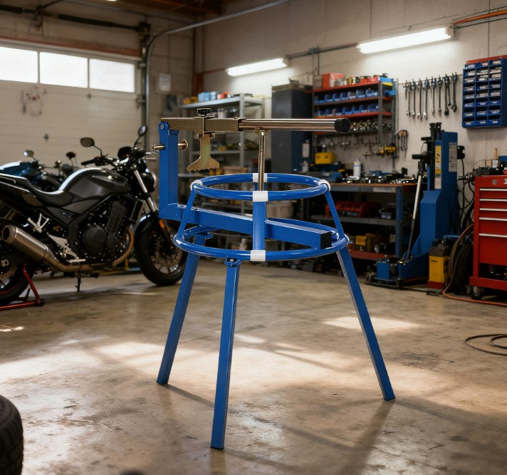 English Elm Motorcycle Tire Changing Stand with Steel Frame Bead Popper for Garage or Track T3971P412693