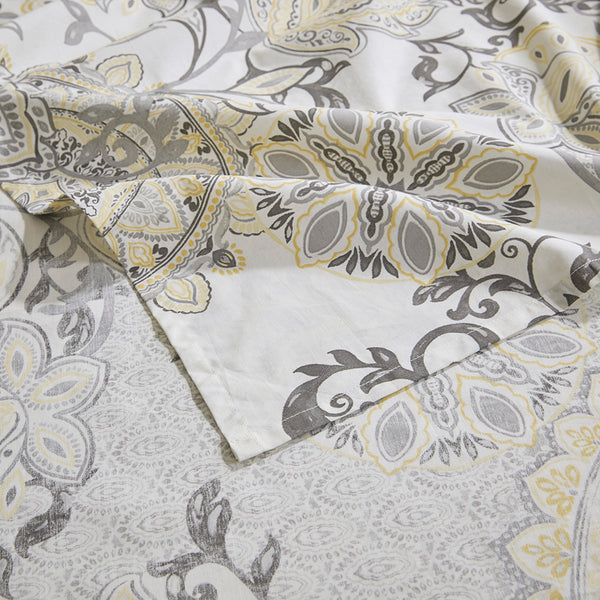 JLA Home Madison Park - Printed Cotton Isla Shower Curtain 72x72 — Watercolor Floral Medallion, OEKO-TEX, Machine Washable Elegance MP70-8150