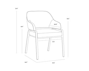 Sunpan Malachi Dining Armchair - Luxurious Design with Stainless Steel Base for Elegant Dining Spaces Milliken Cognac