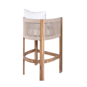 English Elm Christopher Knight Home® - Matera Teak & Beige Barstool Set of 2 – Acacia Wood, Rope Cording, Wraparound Back for Outdoor/Indoor seating N775P255942T