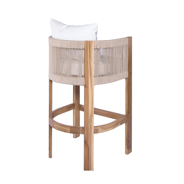 English Elm Christopher Knight Home® - Matera Teak & Beige Barstool Set of 2 – Acacia Wood, Rope Cording, Wraparound Back for Outdoor/Indoor seating N775P255942T