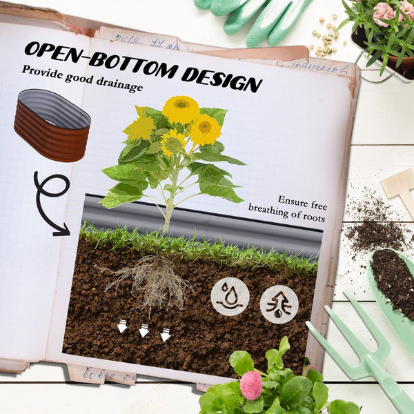 English Elm Outsunny 3.5' X 2' Galvanized Metal Raised Garden Bed Kit - Durable Elevated Planter For Flowers & Herbs W2225P174440-GIGA