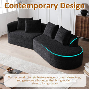 English Elm Modern Oversized Sectional Sofa - 112-Inch Chenille Cloud Couch With 4 Pillows For Ultimate Comfort P2 W834P323320-GIGA