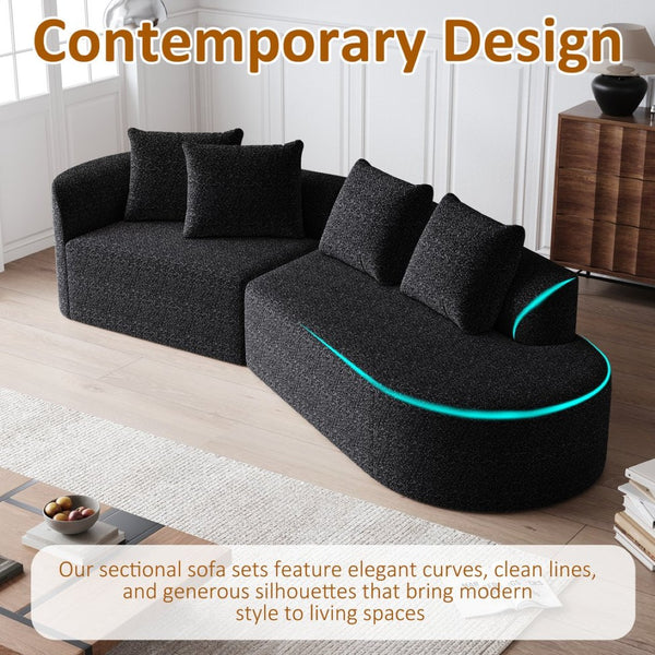 English Elm Modern Oversized Sectional Sofa - 112-Inch Chenille Cloud Couch With 4 Pillows For Ultimate Comfort P2 W834P323320-GIGA