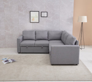 English Elm Sectional Sofa Bed - Modern Grey Space-Saving Design, Easy Assembly, And Plush Comfort For Small Spaces B205S00042-GIGA