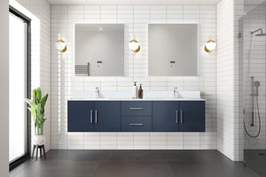 English Elm Navy Double Bath Vanity 80" W x 22" D with Cultured Marble Top, Chrome Faucets & LED Mirrors (30") B2731S01101