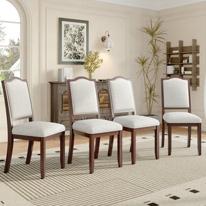 English Elm Farmhouse Upholstered Dining Chairs Set of 4 with High Back, Comfortable Modern Seating for Home Use Cherry N752P271803C