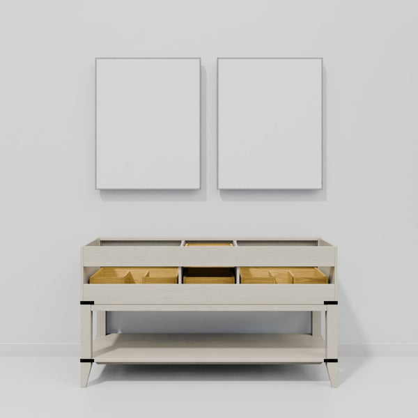 English Elm White Oak Double Bath Vanity Set With White Quartz Top, Mirrors, Ample Storage & Timeless Design B2731S01635-GIGA