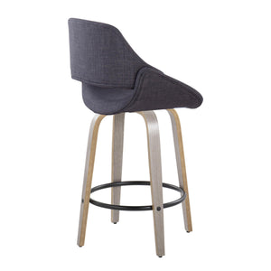 English Elm Fixed-height Swivel Counterstools Charcoal Upholstered Bentwood Seat Set Kitchen Island B202S01819
