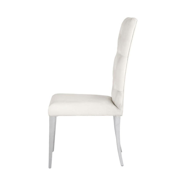 English Elm Set Of 2 Elegant Velvet Dining Chairs In White With Chrome Legs - Modern Comfort & Style Upgrade B016P225488-GIGA