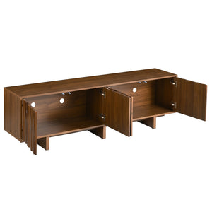 English Elm Retro Wood Grain Media Console Wavy Door Cabinet for Living Room Tvs 75 In N721P379534D