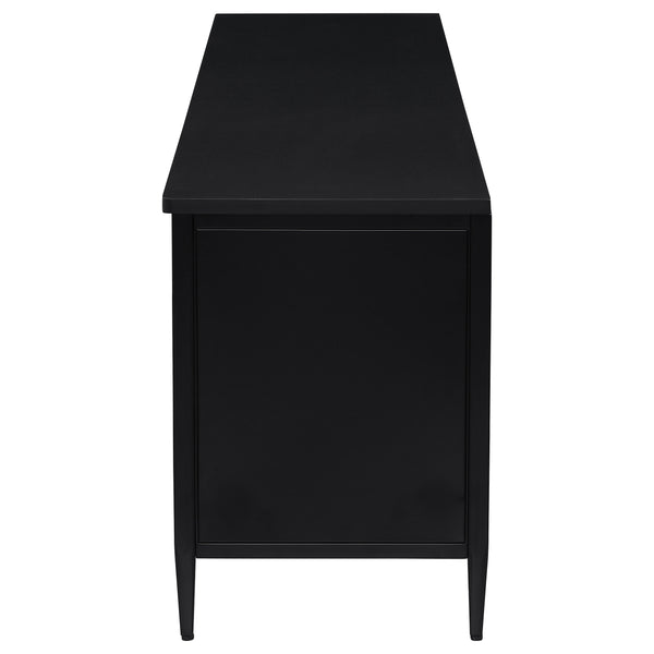 English Elm Kenneth Wide Format Tv Stand with Rattan Doors and Open Shelving for Living Rooms B062P440086