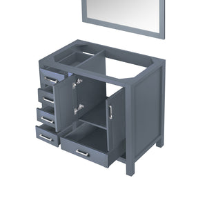 English Elm Dark Grey Bath Vanity Set With Right Offset Design, Ample Storage & Matching Mirror For Modern Spaces B2731S00509