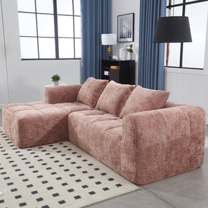 English Elm United Modern Chenille 98.42-Inch L-Shaped Modular Sectional Sofa With Chaise & Side Pockets P1 W1568S00148-GIGA