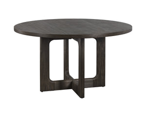 Sunpan Cypher Modern Dining Table Base with Grey Faux Marble Finish for Indoor and Outdoor Spaces Wood / Dark Brown