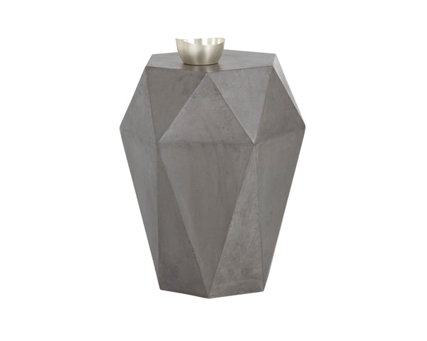 Sunpan Constance Geometric Concrete End Table – Urban Industrial Design for Indoor & Covered Outdoor Spaces