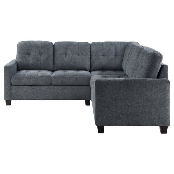 English Elm Creston Three Piece Fabric Sectional Sofa with Tufted Back and Track Arms Steel Gray B062S01530