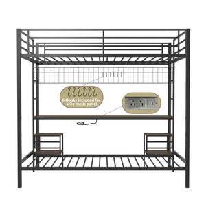 English Elm Ethan Full Over Twin Bunk Bed With Desk, Charging Station & Storage For Teens - Space-Saving Design! B083S00001