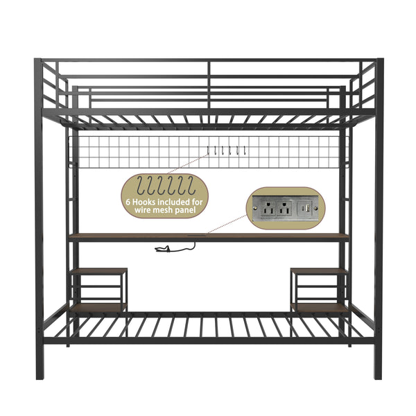 English Elm Ethan Full Over Twin Bunk Bed With Desk, Charging Station & Storage For Teens - Space-Saving Design! B083S00001