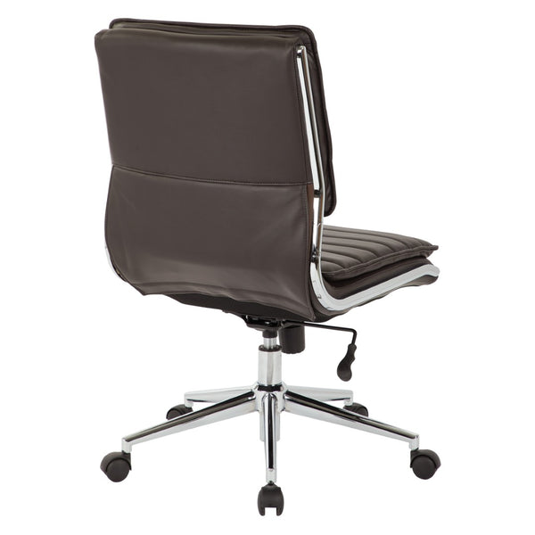 OSP Home Furnishings Armless Mid-back Faux Leather Office Chair with Lumbar Support and Chrome Base Espresso SPX23592C-U1