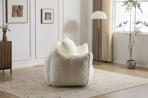 English Elm Giant Ultra Soft Fluffy Loveseat Bean Bag Sofa for Adults, Oversized Shredded Foam Couch with Pillows White W3723P353892