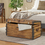 Christopher Knight Home® - Noble House - Wagner Handcrafted Boho Wood Storage Trunk with Latches