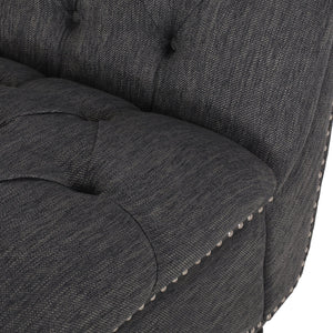 English Elm Christopher Knight Home® - CHAISE Luxe button-tufted curvy lounge chair with diamond stitch detail and turned birch wood legs, stylish comfort for modern living-room relaxation Charcoal 46.5 L x 29.75 W x 20.5 H 70445.00FCHAR