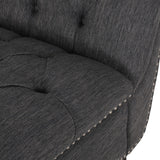 Christopher Knight Home® - Noble House - Varnell Contemporary Fabric Button Tufted Chaise Lounge, Charcoal and Dark Brown