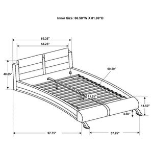 English Elm Caledonia White Sleigh Bed Upholstered in Premium Leatherette with Curved Headboard & Chrome Legs B062S00669