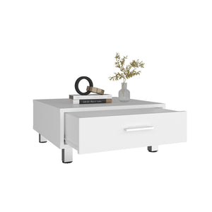 English Elm Modern Square Coffee Table with Storage Drawer and Metal Legs for Studio Living B200P474565