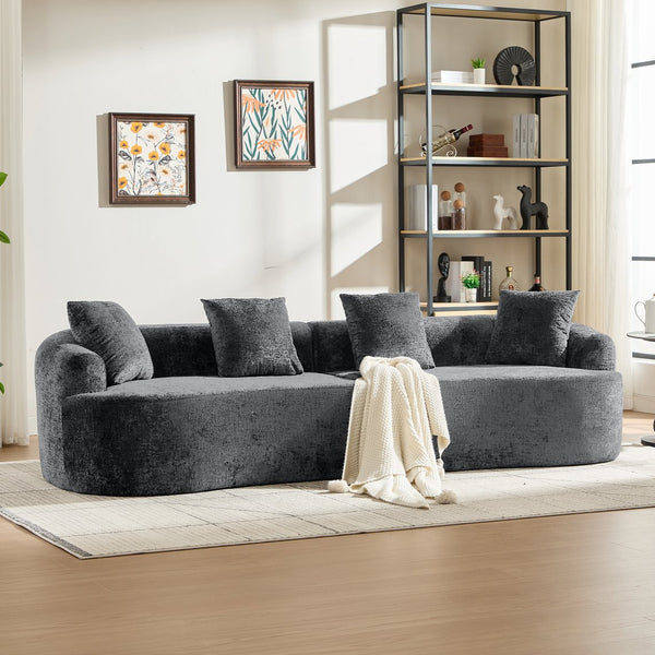 English Elm Curved Chenille Loveseat with Memory Foam Cushions for Compact Living Spaces Grey W2915S00082