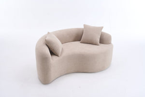 English Elm LY-042 Zen-Inspired S-Curved Dual-Depth Loveseat with Chenille Upholstery, Ready-to-Use Comfort Beige W2231P329716