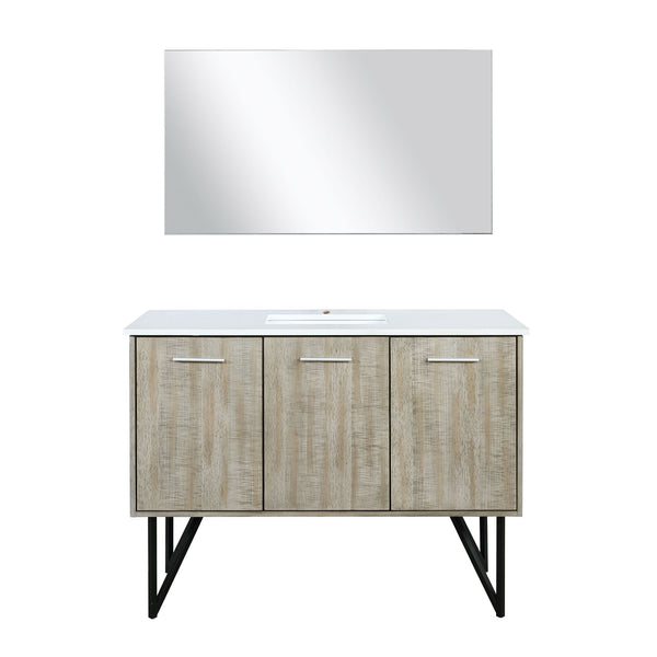 English Elm Rustic Acacia Bath Vanity 48" W x 20" D with Cultured Marble Top, Soft-Close Drawers, 43" Mirror B2731S01512
