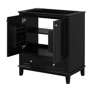 English Elm 30" Matte Black Bathroom Vanity Base Solid Wood Frame Mdf Storage Cabinet Modern N725P186143B