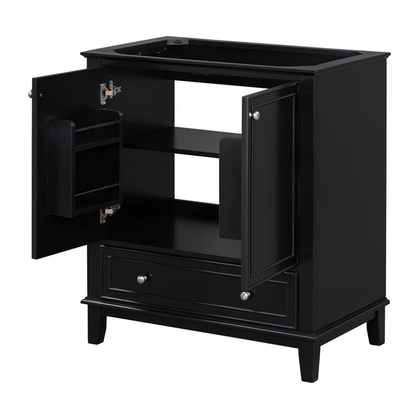 English Elm 30" Matte Black Bathroom Vanity Base Solid Wood Frame Mdf Storage Cabinet Modern N725P186143B