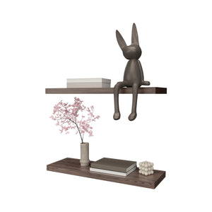 English Elm Iva Melamine Floating Shelf Set of 2 Cognac – 31.5" Recessed Wall Shelves, Sleek Display & Storage Solution B128P237161