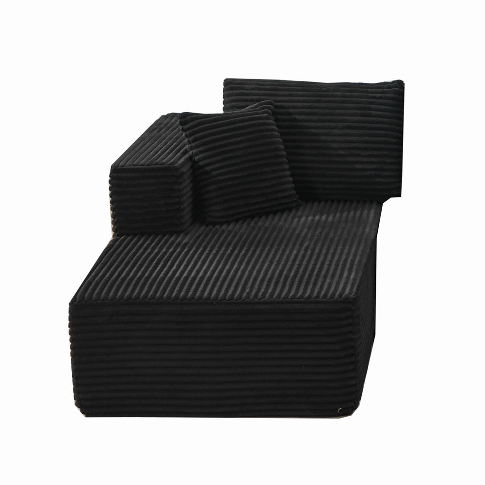 English Elm Modular Corduroy Sectional Sofa Low Profile Two Piece L Shape Living Room Couch W1143P313189