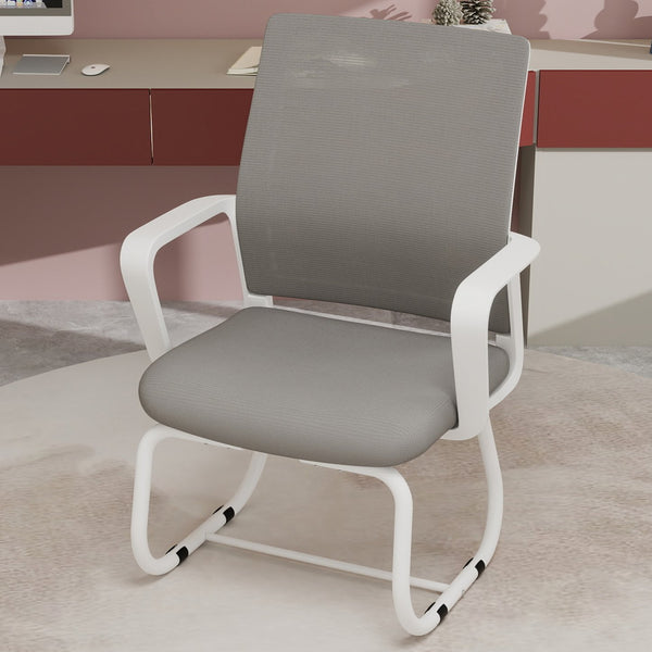 English Elm Minimalist breathable mesh office chair with curved support, cushioned seat, stable iron frame for long workdays White+gray W1935P338541