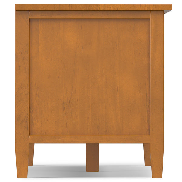 English Elm Warm 72" Low TV Media Stand Light Brown Solid Wood 80" TV Capacity Shaker Design Storage Drawers B136P203481