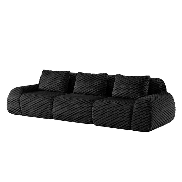 English Elm 114" Modular Cloud Sectional Flannelette Sofa Deep Seat Boneless Foam Living Room Couch W714S01532