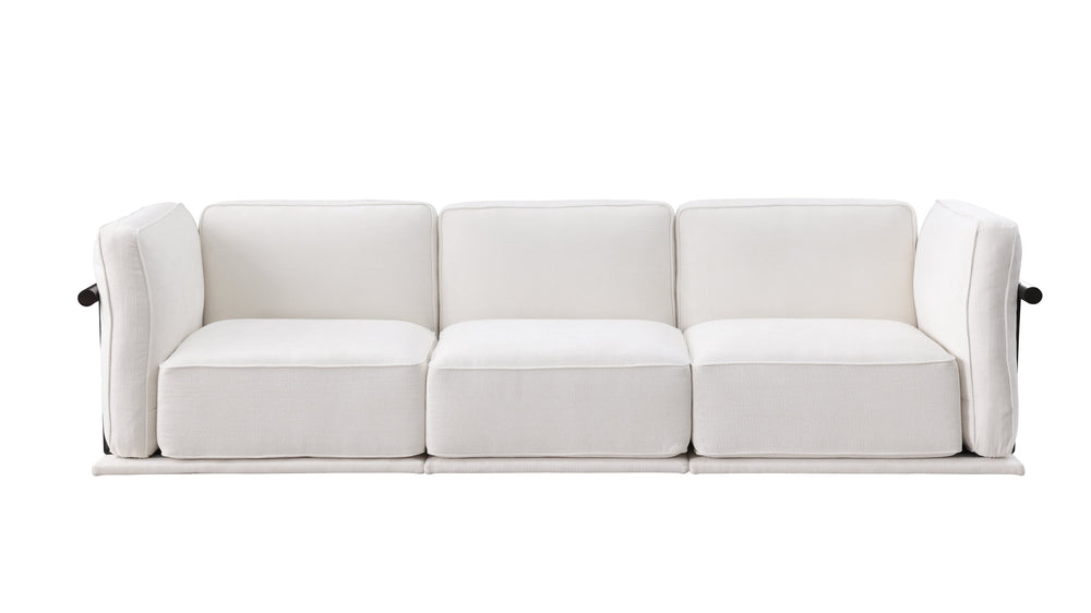 English Elm 102 Inch Linen Modular Sectional Sofa with Hidden Storage and Cloud Cushion Comfort W1099S00184