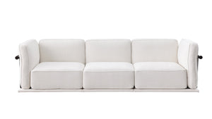 English Elm 102 Inch Linen Modular Sectional Sofa with Hidden Storage and Cloud Cushion Comfort W1099S00184